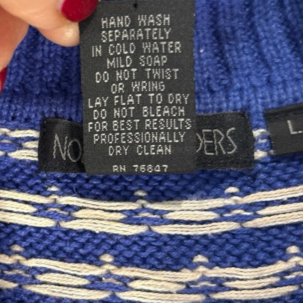 Nomadic Traders Sweater Womens Medium Blue Fair Isle 1/4 Zip - Picture 7 of 8